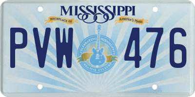 MS license plate PVW476