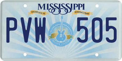 MS license plate PVW505