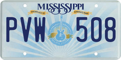 MS license plate PVW508