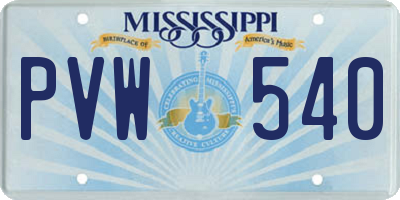 MS license plate PVW540