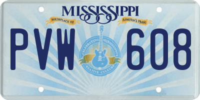 MS license plate PVW608