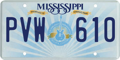 MS license plate PVW610
