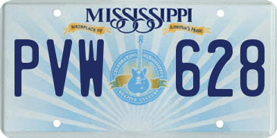 MS license plate PVW628