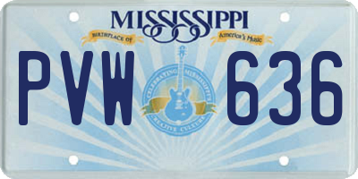 MS license plate PVW636