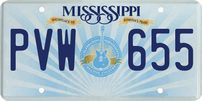 MS license plate PVW655