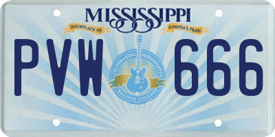 MS license plate PVW666