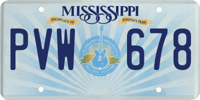 MS license plate PVW678