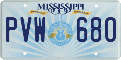 MS license plate PVW680