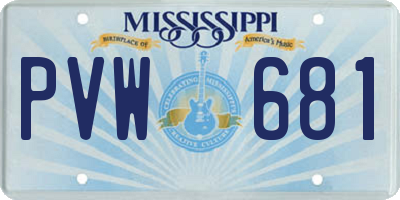 MS license plate PVW681