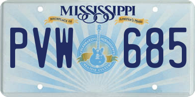 MS license plate PVW685
