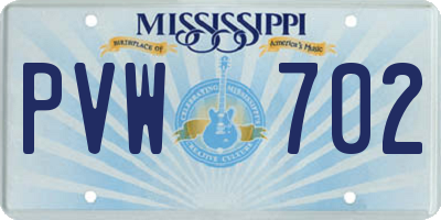 MS license plate PVW702