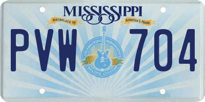 MS license plate PVW704