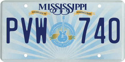 MS license plate PVW740
