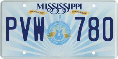 MS license plate PVW780