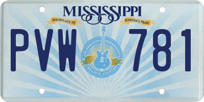 MS license plate PVW781
