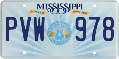 MS license plate PVW978