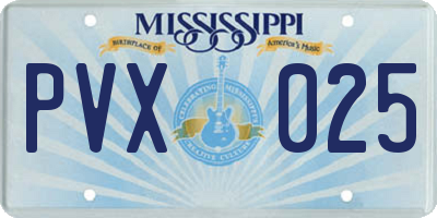 MS license plate PVX025