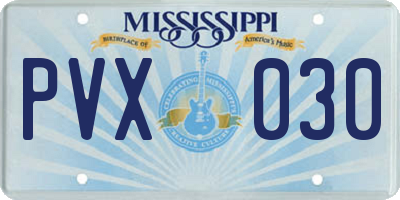 MS license plate PVX030