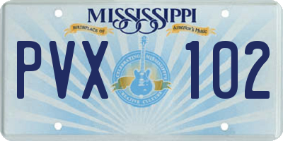 MS license plate PVX102