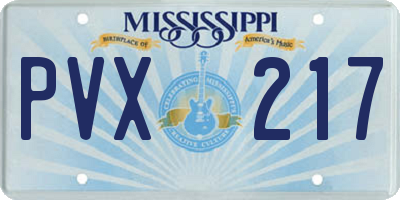 MS license plate PVX217