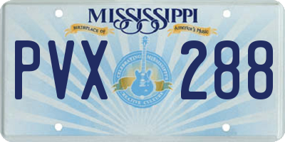MS license plate PVX288