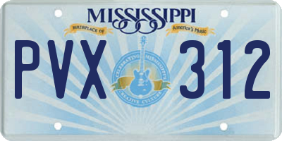 MS license plate PVX312