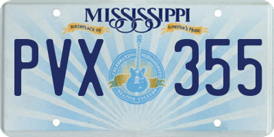MS license plate PVX355