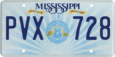 MS license plate PVX728