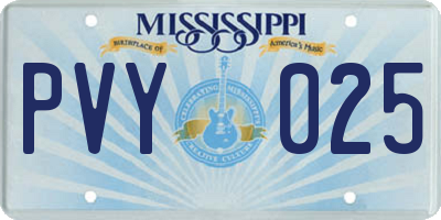 MS license plate PVY025