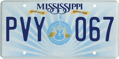 MS license plate PVY067