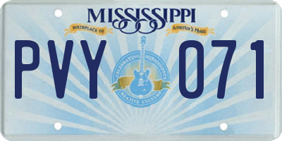 MS license plate PVY071