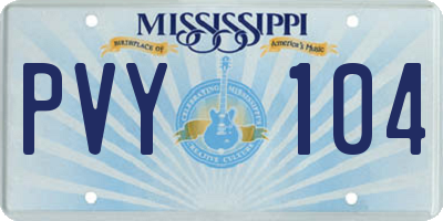 MS license plate PVY104