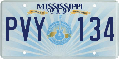 MS license plate PVY134