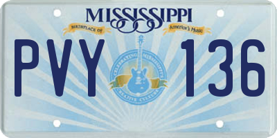 MS license plate PVY136