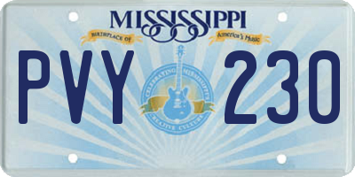MS license plate PVY230