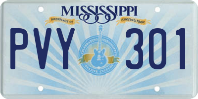 MS license plate PVY301