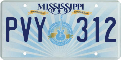 MS license plate PVY312