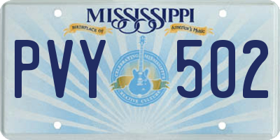 MS license plate PVY502