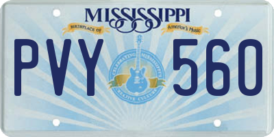 MS license plate PVY560
