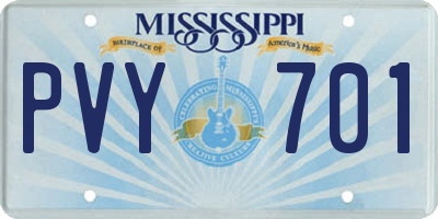 MS license plate PVY701