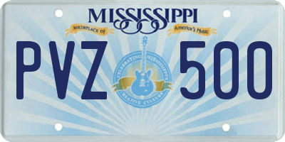 MS license plate PVZ500
