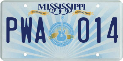 MS license plate PWA014