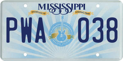 MS license plate PWA038
