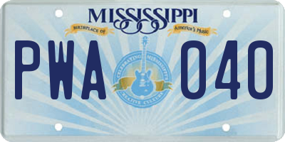 MS license plate PWA040