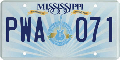 MS license plate PWA071