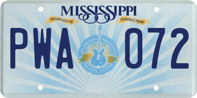 MS license plate PWA072