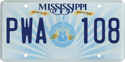 MS license plate PWA108