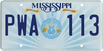 MS license plate PWA113