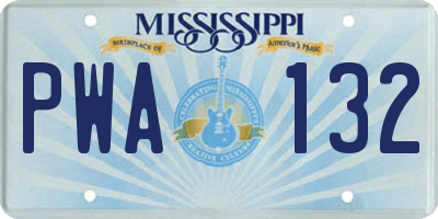 MS license plate PWA132