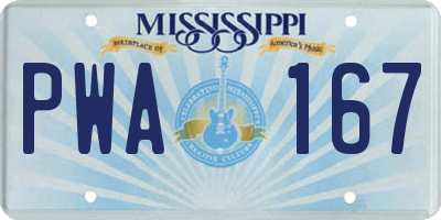 MS license plate PWA167